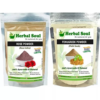 Herbal Soul Fenugreek & Rose Petal Powder Combo (Each 100g) (1Pack)