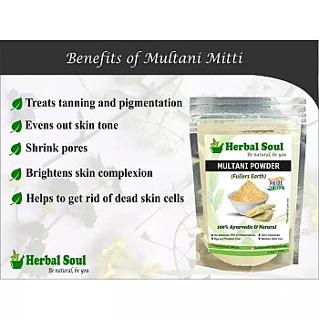 Herbal Soul Multani Mitti, Orange Peel & Rose Petal Powder Combo (Each 100g) (1Pack)