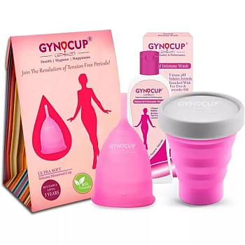 Gynocup Female Intimate Wash, Sterilizer Container & Menstrual Cup (Large) Combo (Intimate Wash 100ml + Sterilizer Container 1pcs + Cup 1pcs) (1Pack)