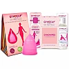 Gynocup Female Intimate Wash, Intimate Gyno Wipes, Menstrual Cup Wash & Menstrual Cup (Large) Kit (Intimate Wash 100ml + Wipes (20cm x 15cm) 10 Pcs + Cup Wash 100ml + Cup 1Pcs) (1Pack)