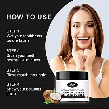 Skiura Nature Activated Coconut Charcoal Teeth Whitening Powder (50g)