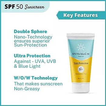 CosmoTrend Uv-Vis Block Sunscreen Gel Spf 50 & Pa+++ (50g)