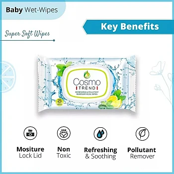 CosmoTrend Face Wipes (20cm x 15cm) (25pcs, Pack of 3)