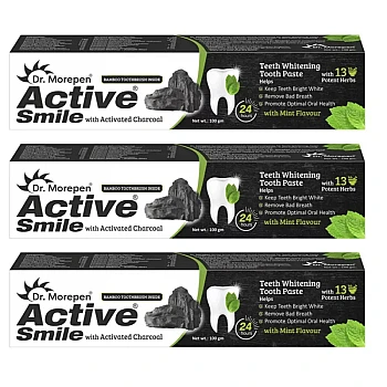 Dr Morepen Active Smile Charcoal Toothpaste (100g, Pack of 3)