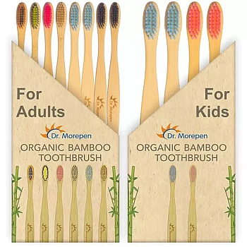 Dr Morepen Organic Bamboo Toothbrush For Adults & Kids (12 Multicolor Toothbrush) (1Pack)