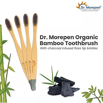 Dr Morepen Organic Bamboo Toothbrush For Adults & Kids (12 Multicolor Toothbrush) (1Pack)