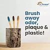 Dr Morepen Organic Bamboo Toothbrush For Adults (3 Toothbrush Blue, Brown & Charcoal) (1Pack)