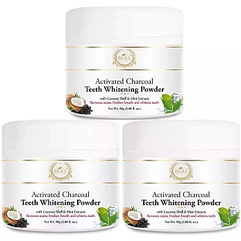 Bioly Activated Charcoal Teeth Whitening Powder (50g, Pack of 3)