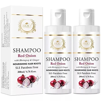 Bioly Red Onion Shampoo With Bhringraj & Ginger (200ml, Pack of 2)