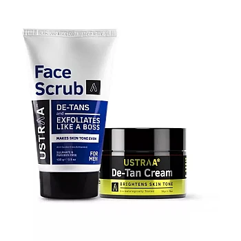 Ustraa De Tan Face Scrub And De Tan Cream Combo (Scrub 100g + Cream 50g) (1Pack)