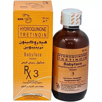 RDL Hydroquinone Tretinoin Babyface Solution 3 (60ml, Pack of 2)