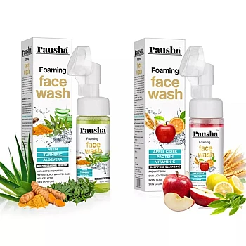 Rausha Foaming Neem Face Wash + Foaming Apple Cider Face Wash (Each Facewash 150ml) (1Pack)