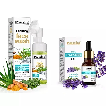 Rausha Foaming Neem Face Wash + Pure Lavender Oil (Facewash 150ml + Oil 15ml) (1Pack)
