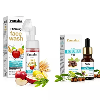 Rausha Foaming Apple Cider Face Wash + Pure Jojoba Oil (Face Wash 150ml + Oil 15ml) (1Pack)