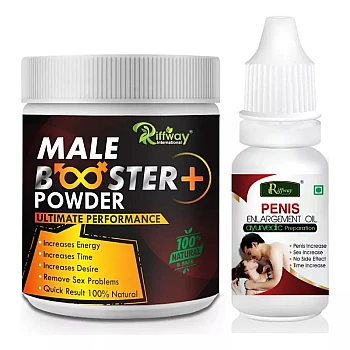 Riffway Male Booster Powder + Penis Enlargement Oil (Powder 100g + Oil 15ml) (1Pack)