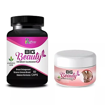 Riffway Big Beauty For Breast Enlargement Capsules + Big Beauty For Breast Enlargement Cream (60Cap + Cream 50g) (1Pack)