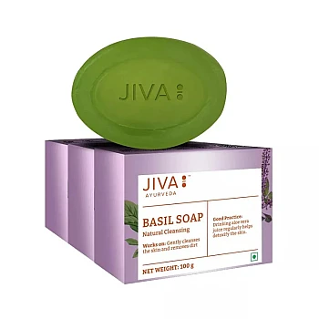 Jiva Ayurveda Basil Soap (100g, Pack of 3)