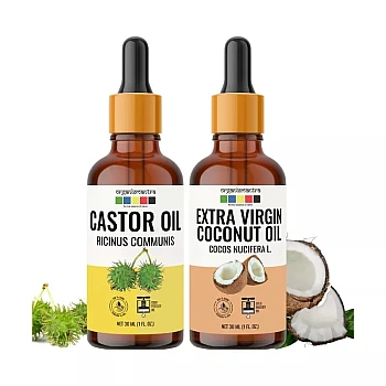 Organix Mantra Extra Virgin Coconut Oil + Castor Oil (Each 30ml) (1Pack)