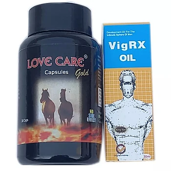 Girik Love Care Gold Capsules + Vigrx Oil (30Cap + 30ml Oil) (1Pack)
