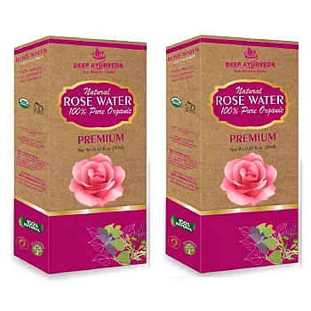 Deep Ayurveda Natural Rose Water 100 % Pure Organic (20ml, Pack of 2)