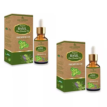 Deep Ayurveda Organic Basil Pure Essential Oil (20ml, Pack of 2)