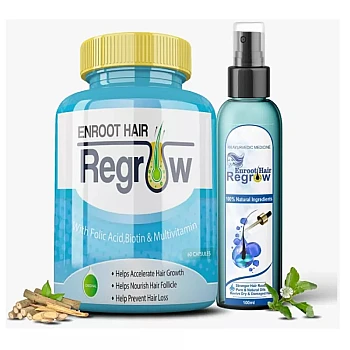 Divya Shree Enroot Hair Regrow & Enroot Hair Regrow Oil Combo (60 Capsule +100 Oil) (1Pack)