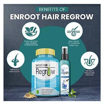 Divya Shree Enroot Hair Regrow & Enroot Hair Regrow Oil Combo (60 Capsule +100 Oil) (1Pack)