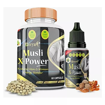 Divya Shree Musli X-Powder Capsule & Musli X-Powder Oil (60Cap + 30ml Oil) (1Pack)