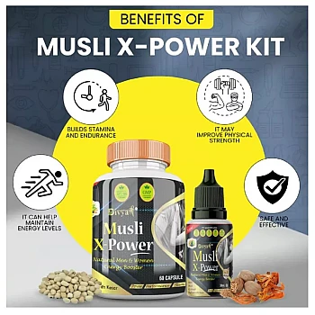 Divya Shree Musli X-Powder Capsule & Musli X-Powder Oil (60Cap + 30ml Oil) (1Pack)