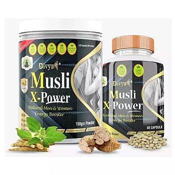 Divya Shree Musli X-Power Capsules + Musli X-Power Powder (60Cap +150g) (1Pack)