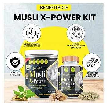 Divya Shree Musli X-Power Capsules + Musli X-Power Powder (60Cap +150g) (1Pack)