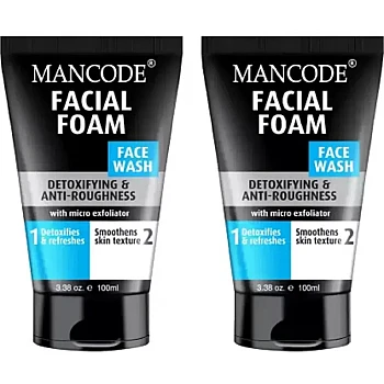 Mancode Facial Foam Detoxifying & Anti-Roughness Face Wash (100ml, Pack of 2)