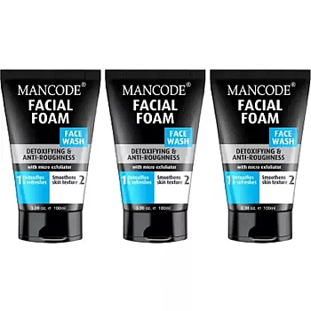 Mancode Facial Foam Detoxifying & Anti-Roughness Face Wash (100ml, Pack of 3)
