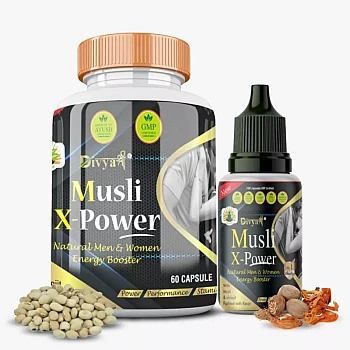 Divya Shree Musli X-Powder Capsule + Musli X-Powder Oil (Caps 60 + 30ml) (1Pack)