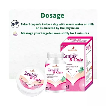 Zenius India B Cute Cream + B Cute Capsules (50g Cream + 60 Capsule) (1Pack)