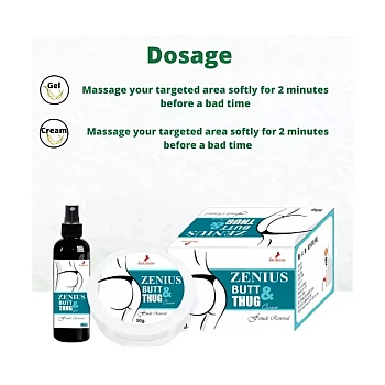 Zenius India Butt & Thug Gel + Butt & Thug Cream (50g Cream + 50ml Gel) (1Pack)