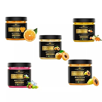 Park Daniel Papaya + Mix Fruit + Haldi Chandan + Apricot + Vitamin C Facial Scrub Combo Pack (100ml Each) (1Pack)