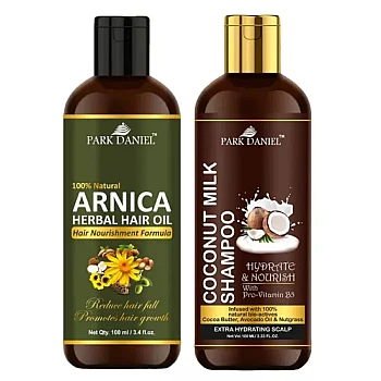 Park Daniel 100% Natural Arnica Herbal Hair Oil + Coconut Milk Shampoo Combo (100ml Each) (1Pack)