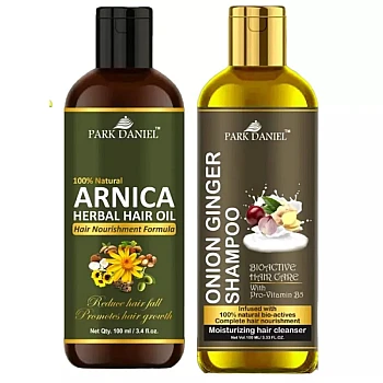 Park Daniel 100% Natural Arnica Herbal Hair Oil + Onion Ginger Shampoo Combo (100ml Each) (1Pack)