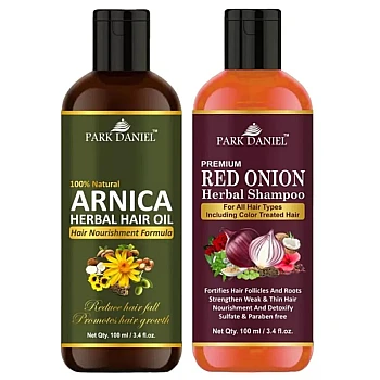 Park Daniel 100% Natural Arnica Herbal Hair Oil + Red Onion Herbal Shampoo Combo (100ml Each) (1Pack)