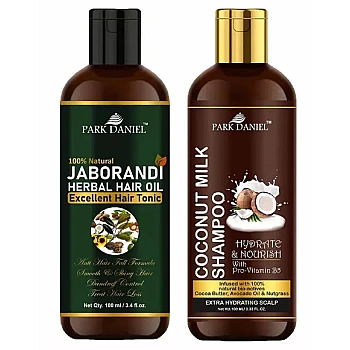 Park Daniel 100% Natural Jaborandi Herbal Hair Oil + Coconut Milk Shampoo Combo (100ml Each) (1Pack)