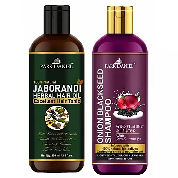 Park Daniel 100% Natural Jaborandi Herbal Hair Oil + Onion Blackseed Shampoo Combo (100ml Each) (1Pack)