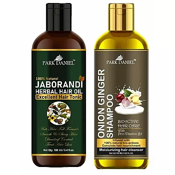 Park Daniel 100% Natural Jaborandi Herbal Hair Oil + Onion Ginger Herbal Shampoo Combo (100ml Each) (1Pack)