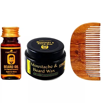 Park Daniel Beard Oil + Moustache & Beard Wax + Wooden Beard Comb (Oil 35ml + Wax 50g + Comb 1Pcs) (1Pack)