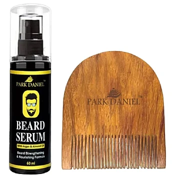 Park Daniel Beard Serum + Wooden U Shape Beard Comb (Serum 60ml + Comb 1Pcs) (1Pack)