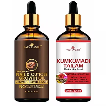 Park Daniel 100% Natural Nail & Cuticle Growth Oil + Kumkumadi Tailam Combo (30ml Each) (1Pack)