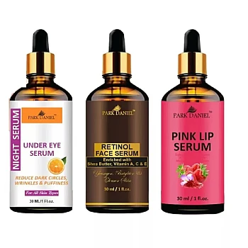 Park Daniel Under Eye Serum + Retinol Face Serum + Pink Lip Serum Combo (30ml Each) (1Pack)