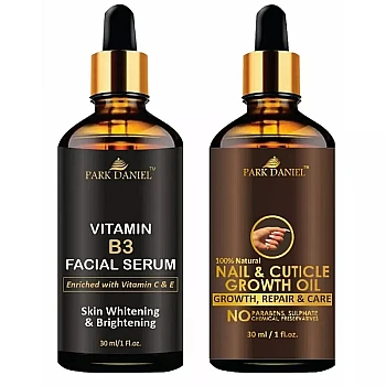 Park Daniel Vitamin B3 Facial Serum + 100% Natural Nail & Cuticle Growth Oil Combo (30ml Each) (1Pack)
