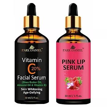Park Daniel Vitamin C Facial Serum + Pink Lip Serum Combo (30ml Each) (1Pack)