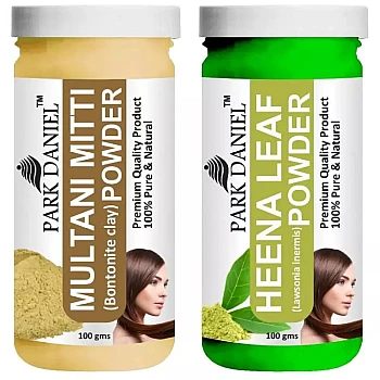 Park Daniel Multani Mitti Powder + Heena Leaf Powder (Each 100g) (1Pack)